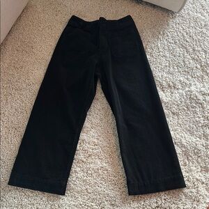 Quince Black Cropped Corduroy Wide Leg Pants size 0